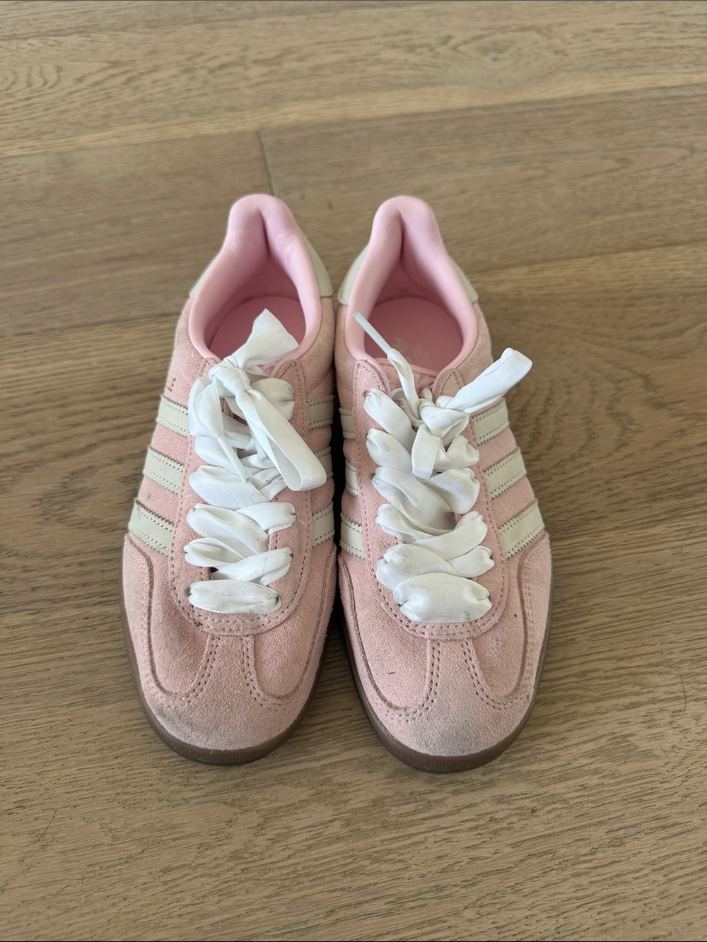 adidas Pink Suede Kids Sneakers with White Stripes